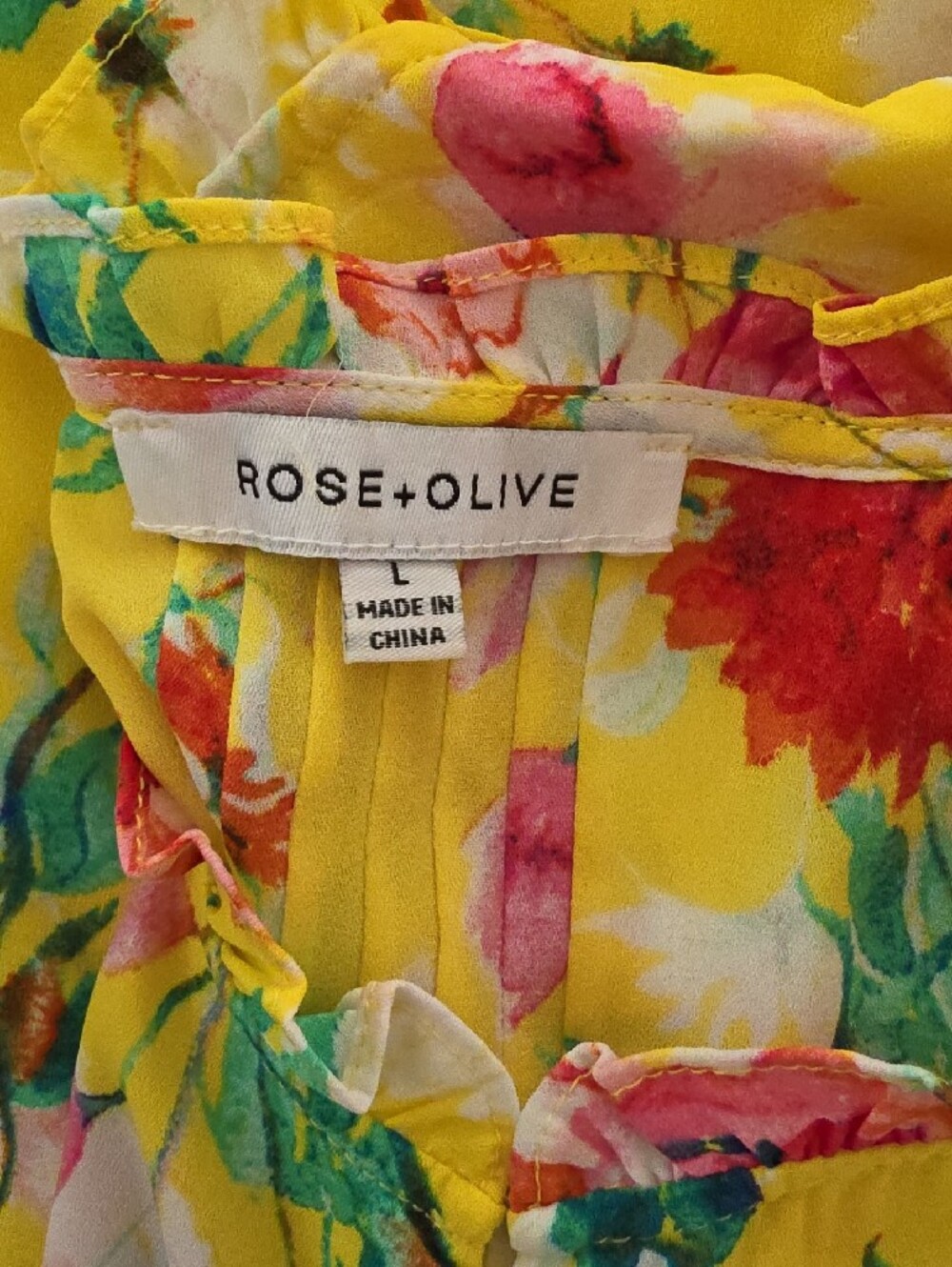 Rose & Olive Yellow Floral Ruffle Shell - Picture 2 of 3